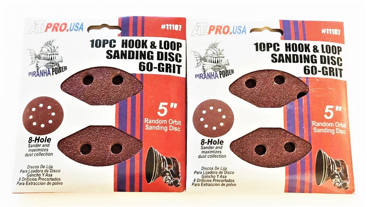 ATE Pro 5" Hook and Loop 8 Hole Sanding Discs - 60 Grit by ATE Pro