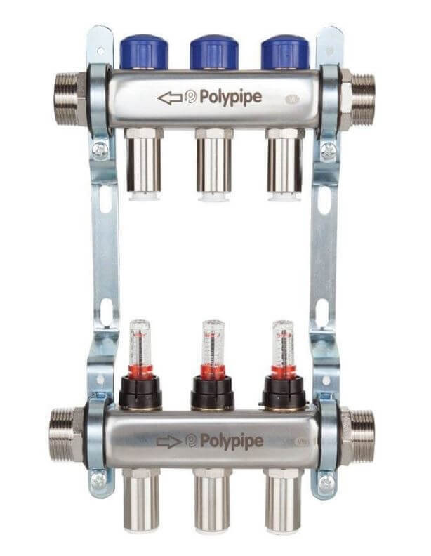 Polypipe UFH 15mm Steel 5 Port Heating Manifold