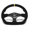 Nrg Rst-024mb-s-y 320mm Flat Bottom Suede Steering Wheel W/ Yellow