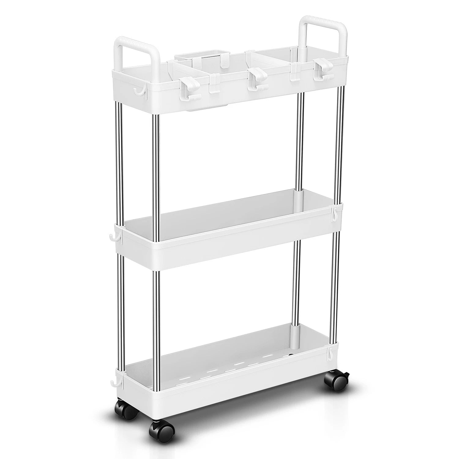 4.9" Dx 15" Wx 25" H White 3 Levels Storage Shelves | Built Supply Co
