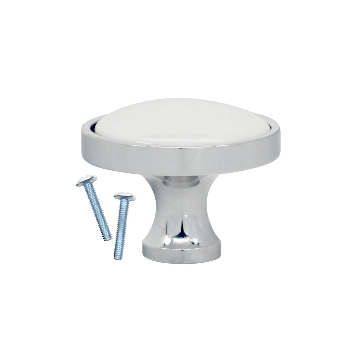 Rok Retra White Ceramic Chrome Kitchen Cabinet Knob 1-1/4" K814132chwh