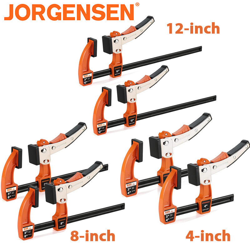 Jorgensen 2Pack 4-inch/8-inch/12-inch Bar Clamp Set Quick Release Gear