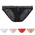 Men Ice Silk Breathable Mesh Underwear Pouch Stripes Underpants Soft