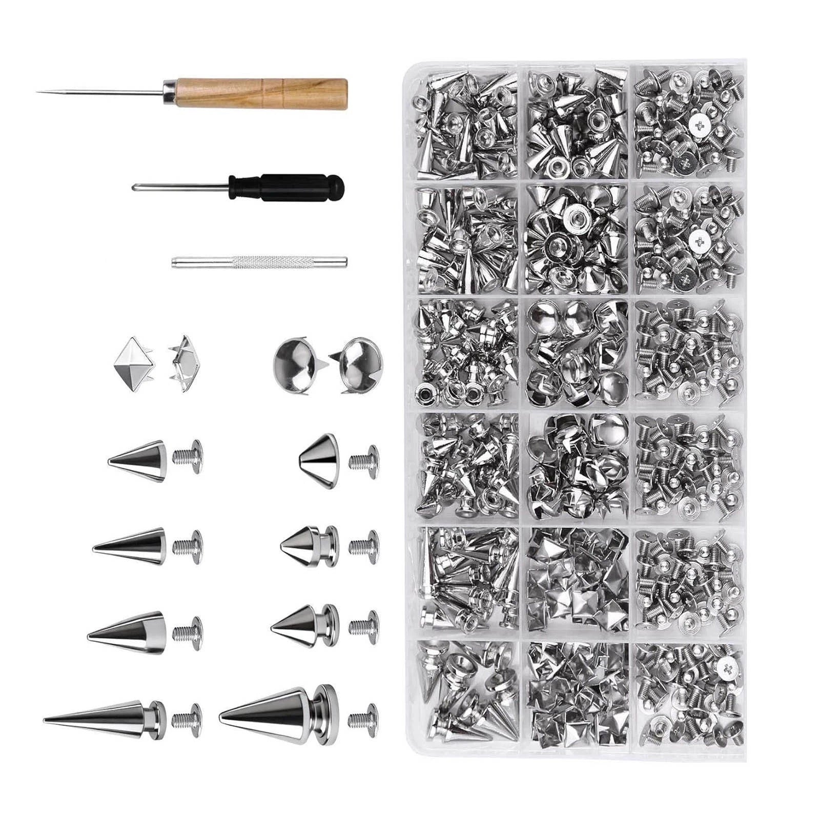 Punk Rock Studs And Spikes Assortment For Diy Leather Jacket Vest Belt