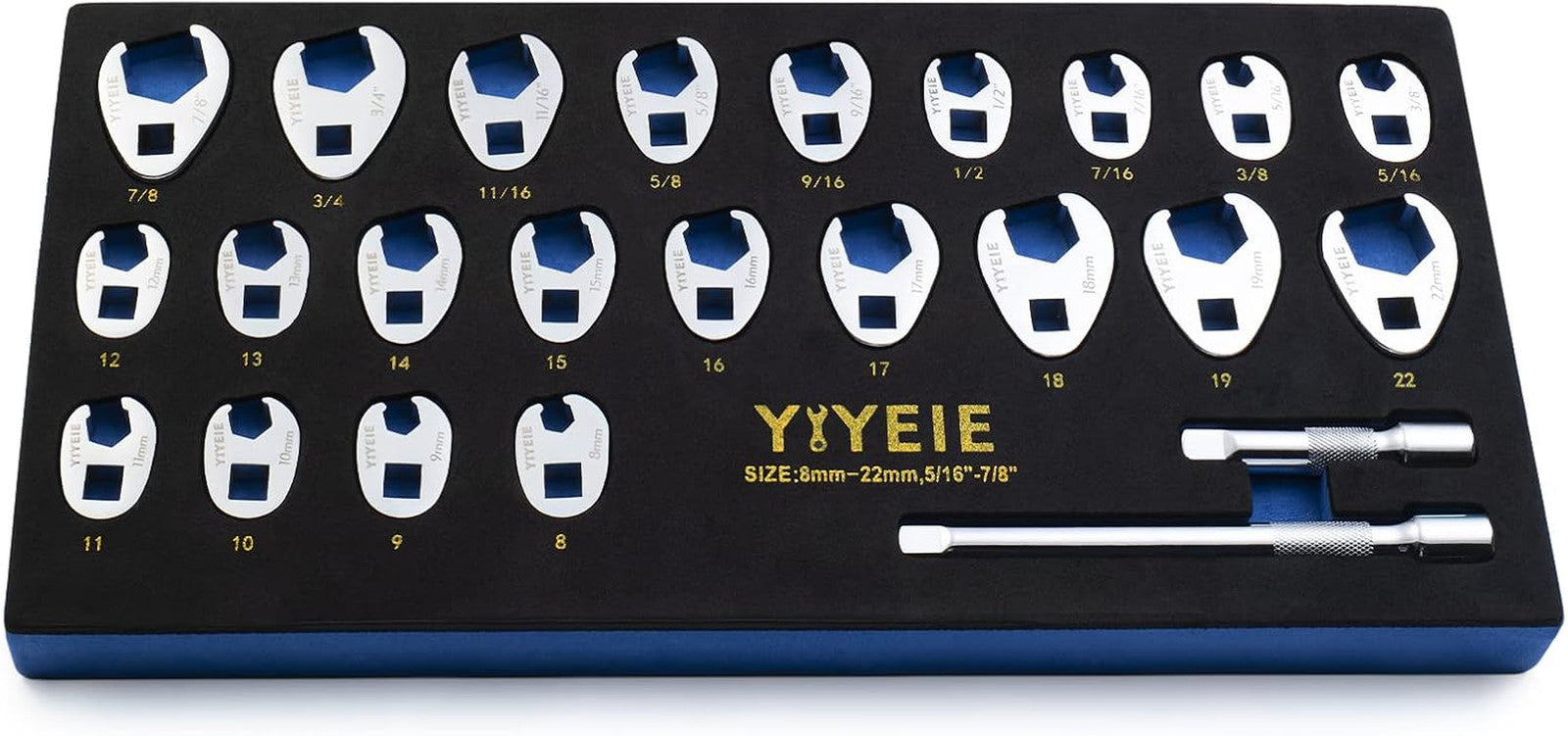 3/8" Drive Crows Foot Wrench Set, 24PCS Flare Nut Crowfoot Wrench Set
