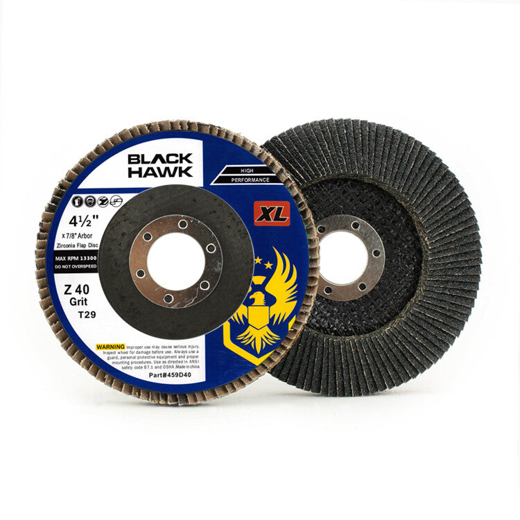5 Pack 4.5" x 7/8" XL 40 Grit High Density Flap Discs Jumbo Grinding