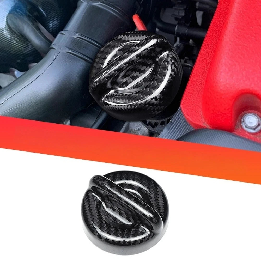 Carbon Fiber Engine Oil Cap Trim Decal For Fiat 500 500c For Abarth