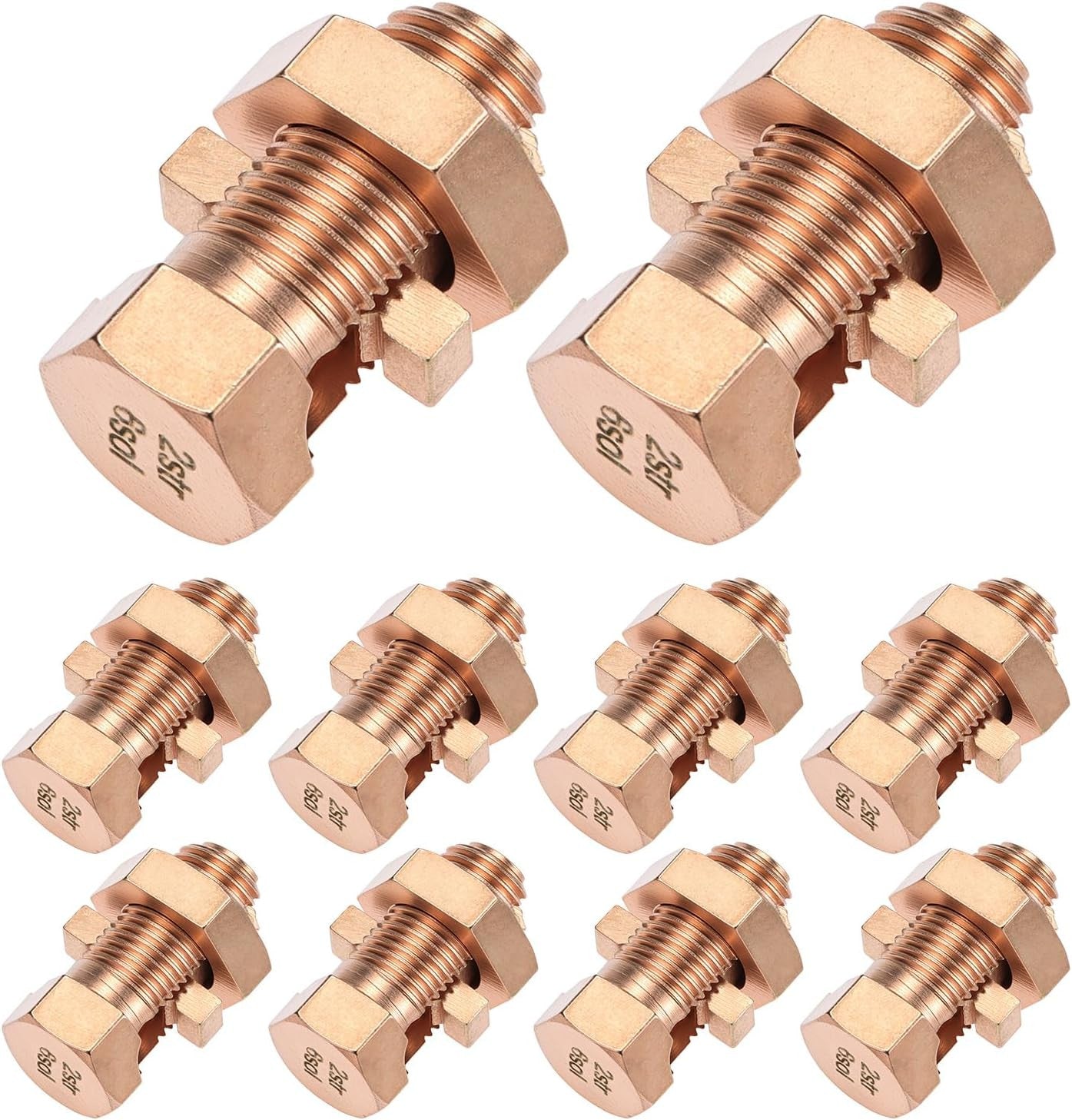 Split Bolt Connectors, 10 Pack 2-6 AWG Solid Copper Grounding Clamps