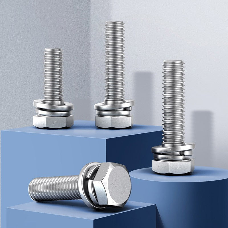 M3 to M12 Hex Bolts & Washers Set A2 304 Stainless Steel
