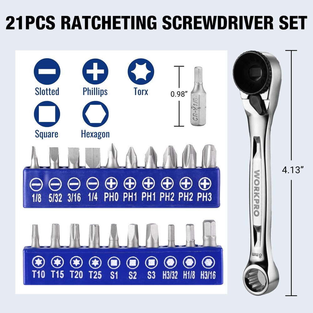 WORKPRO 21-Piece Mini Low Profile Ratchet Wrench Set by WORKPRO