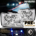 LH+RH Chrome Clear Headlight Lamp+6000K LED Bulb for 07