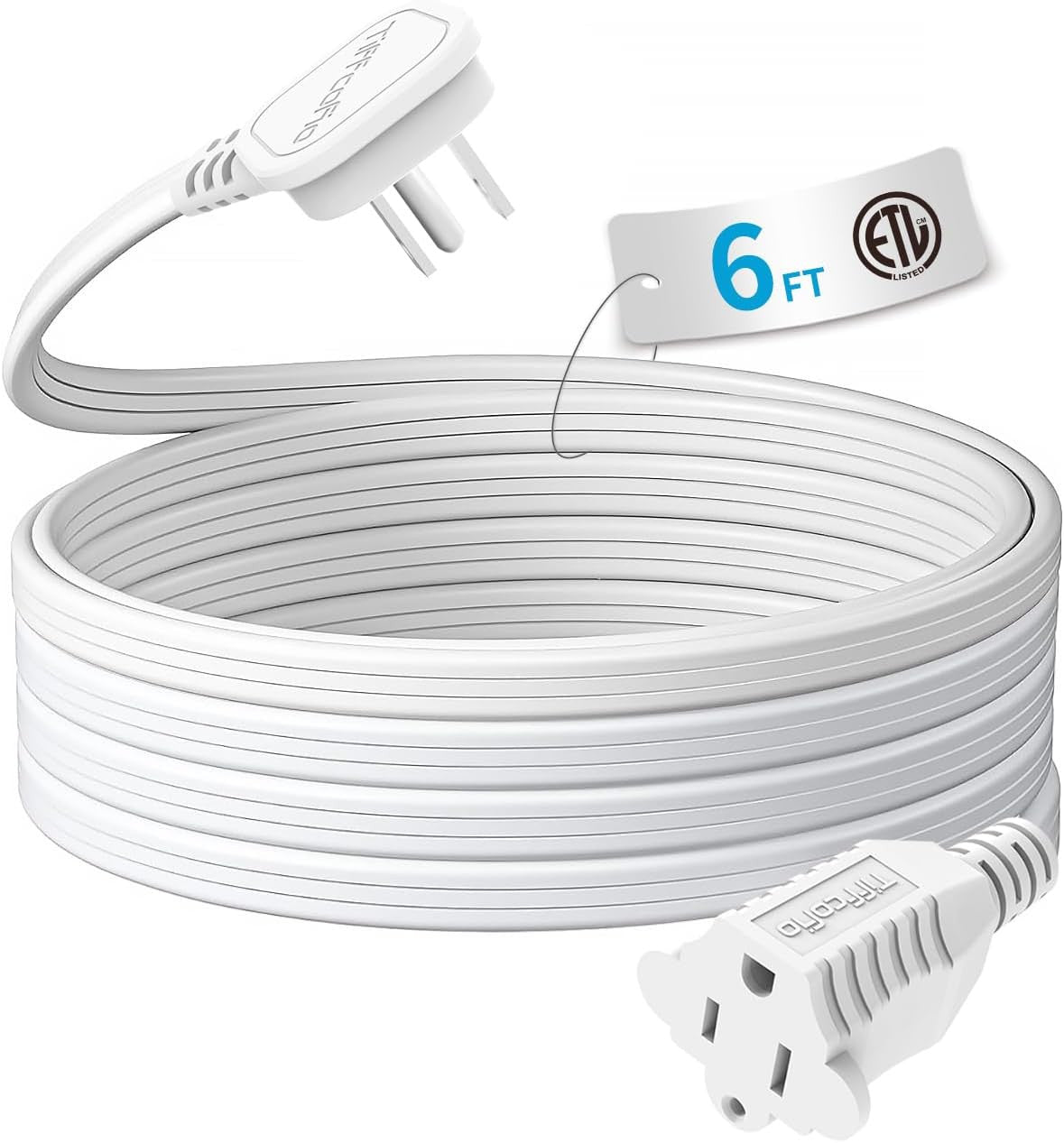 Flat Plug Indoor Extension Cord, 6 FT 3 Prong Extension Cord, 1