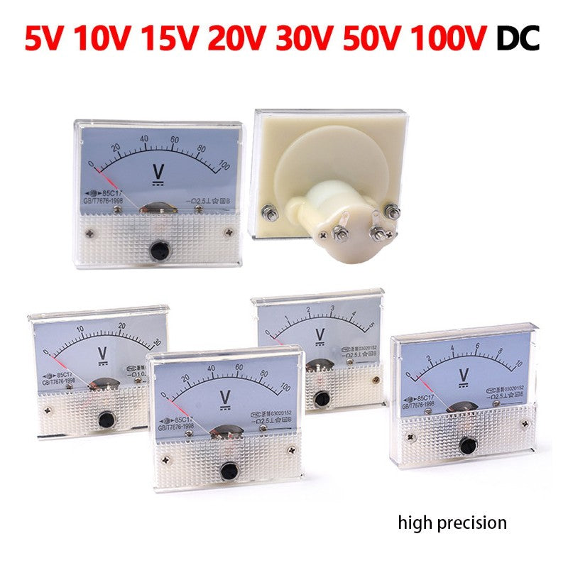 DC Voltmeter Analog Voltage Panel Meter 5-100V