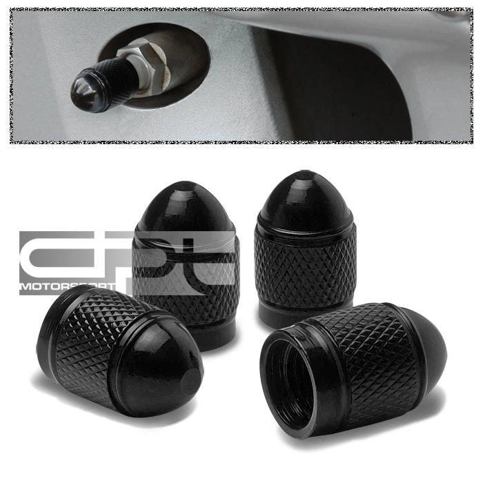 Aluminum Bullet Style Tire/rim Valve Air Port Cover Stems Cap Black