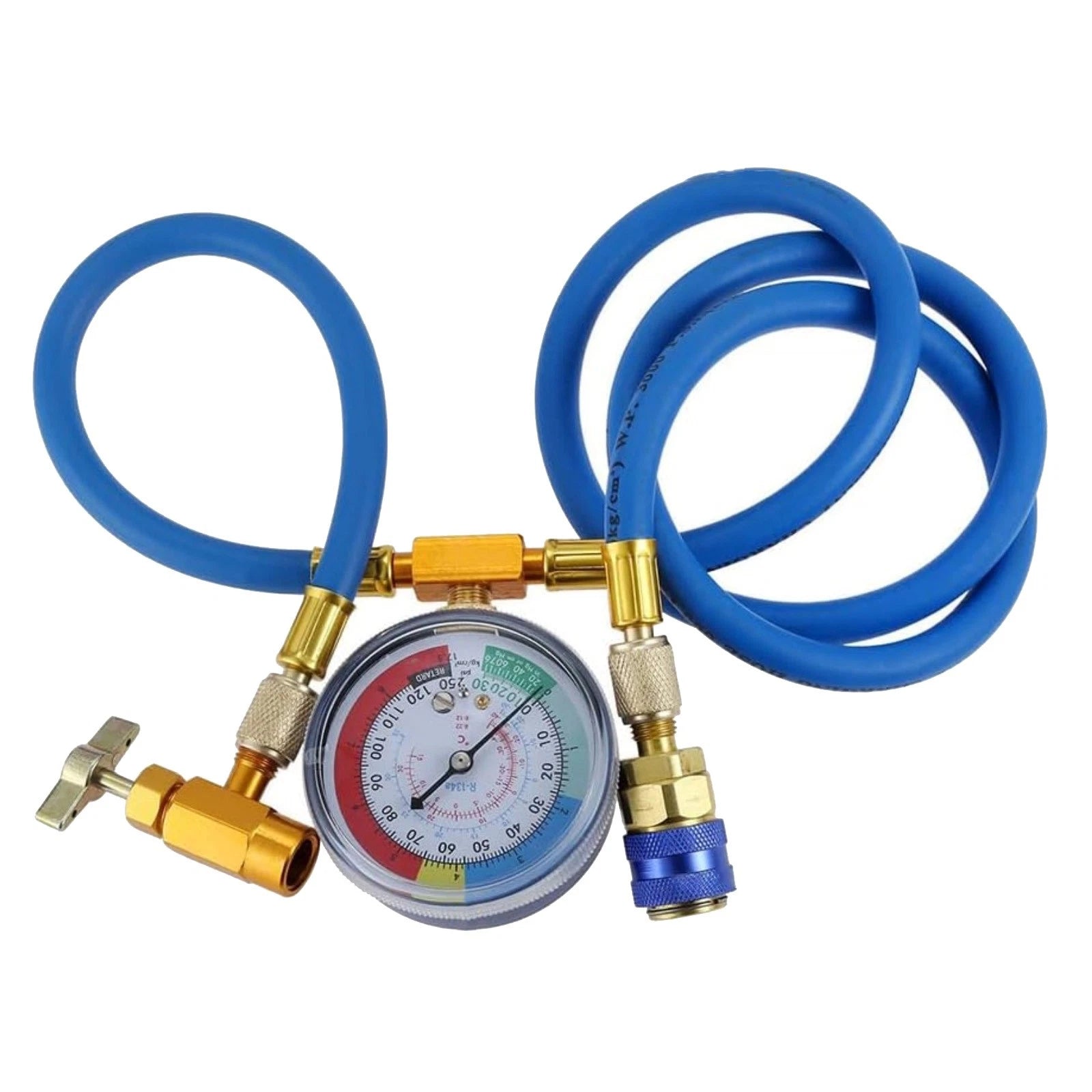 R134a Ac Refrigeration Recharge Hose Kit With Pressure Gauge
