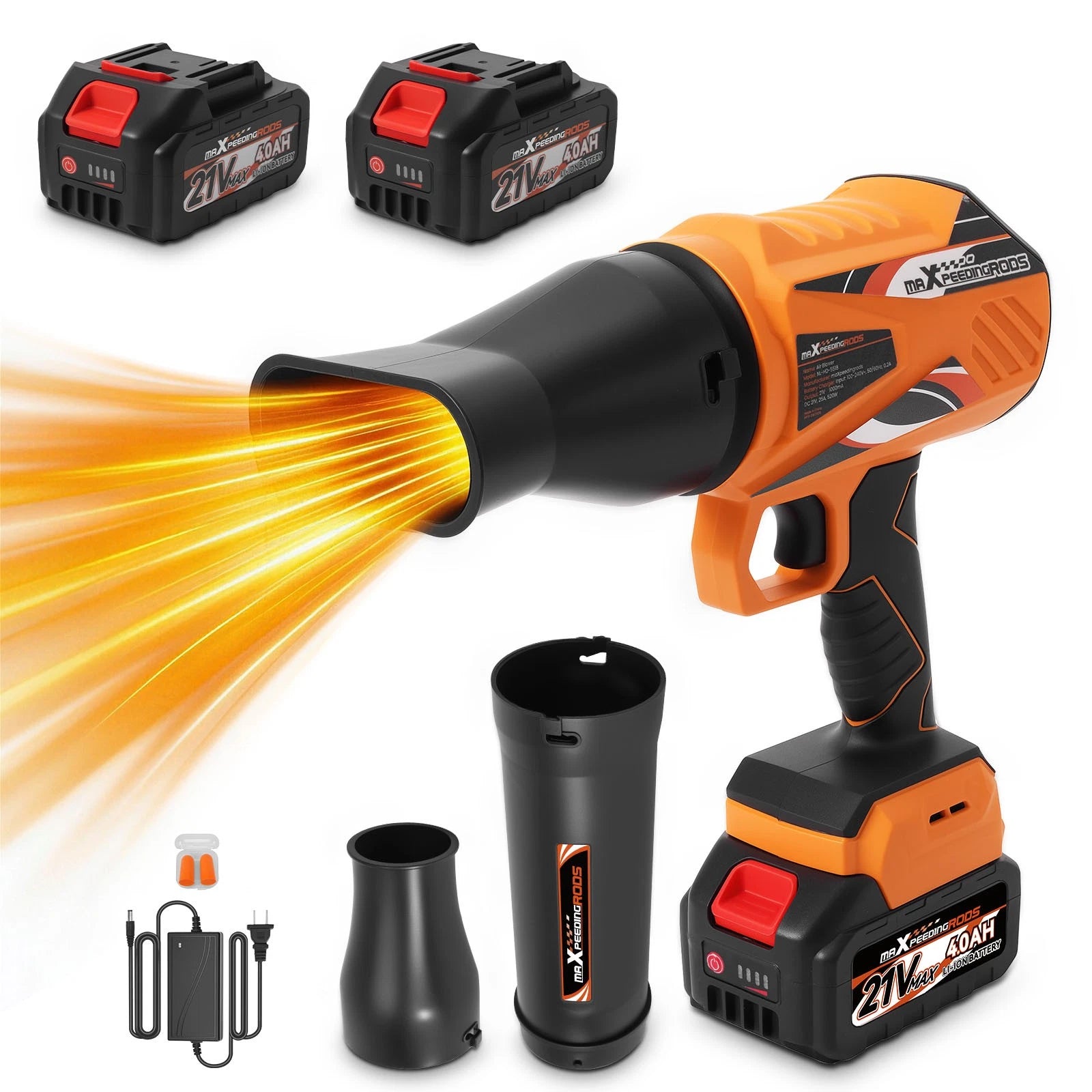 Brushless Cordless Leaf Blower 21V 550 CFM Variable Speed 2 Batteries