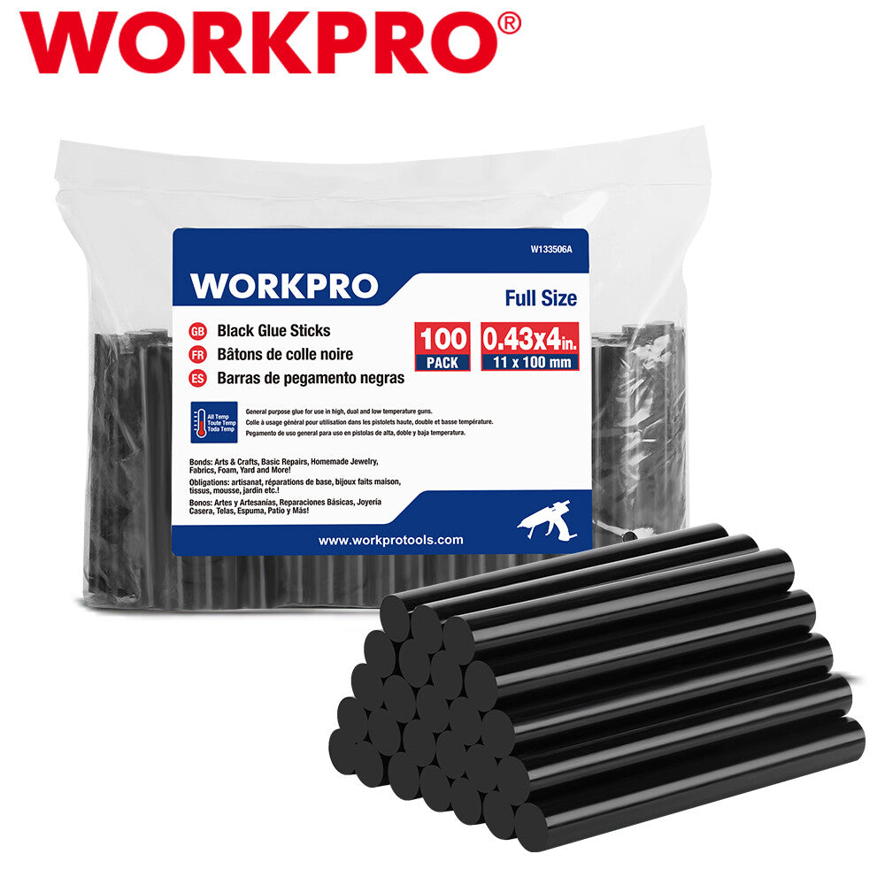 WORKPRO 100Pack Hot Glue Sticks Black Hot Melt Adhesive Glue Sticks