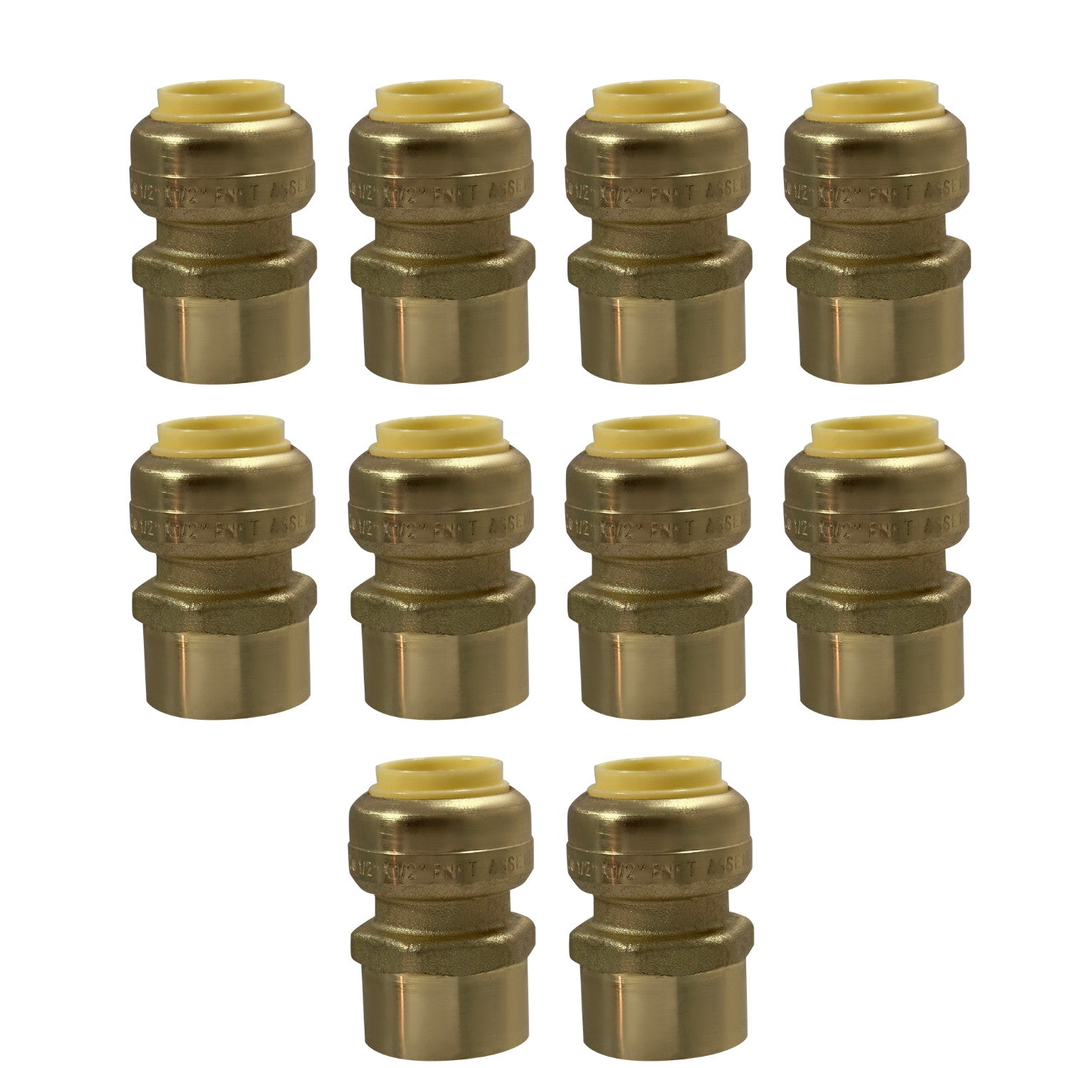 XFITTING 1/2" Push Fit x 1/2" Female NPT Adapter - 10 Pack