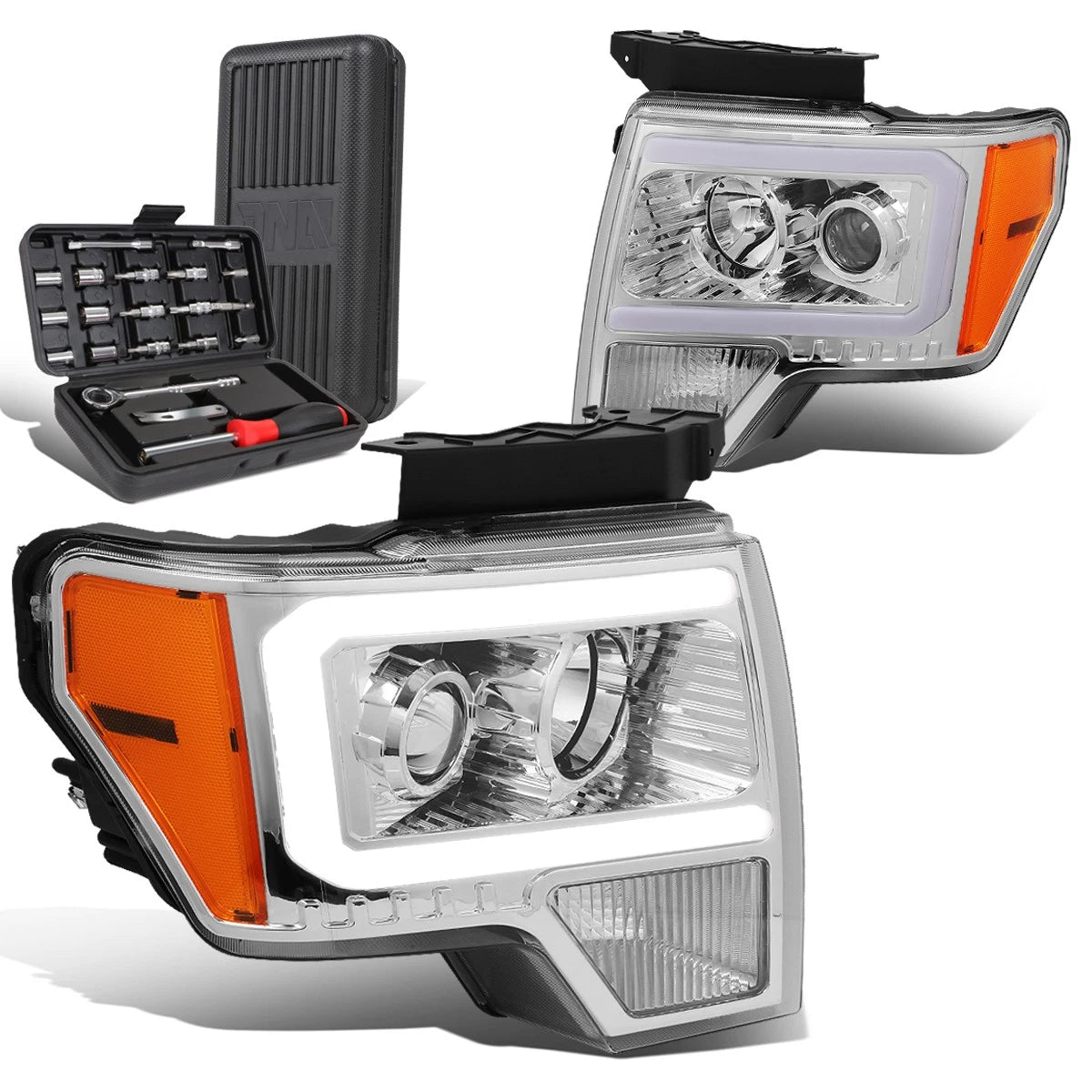 For 2009-2014 Ford F150 Led Drl Tube Chrome Amber | Built Supply Co