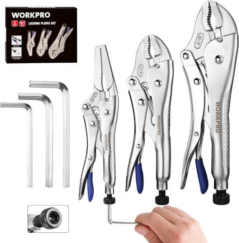 WORKPRO 3-Piece Plier Set - Long Nose, Curved Jaw, Fast Release by WORKPRO