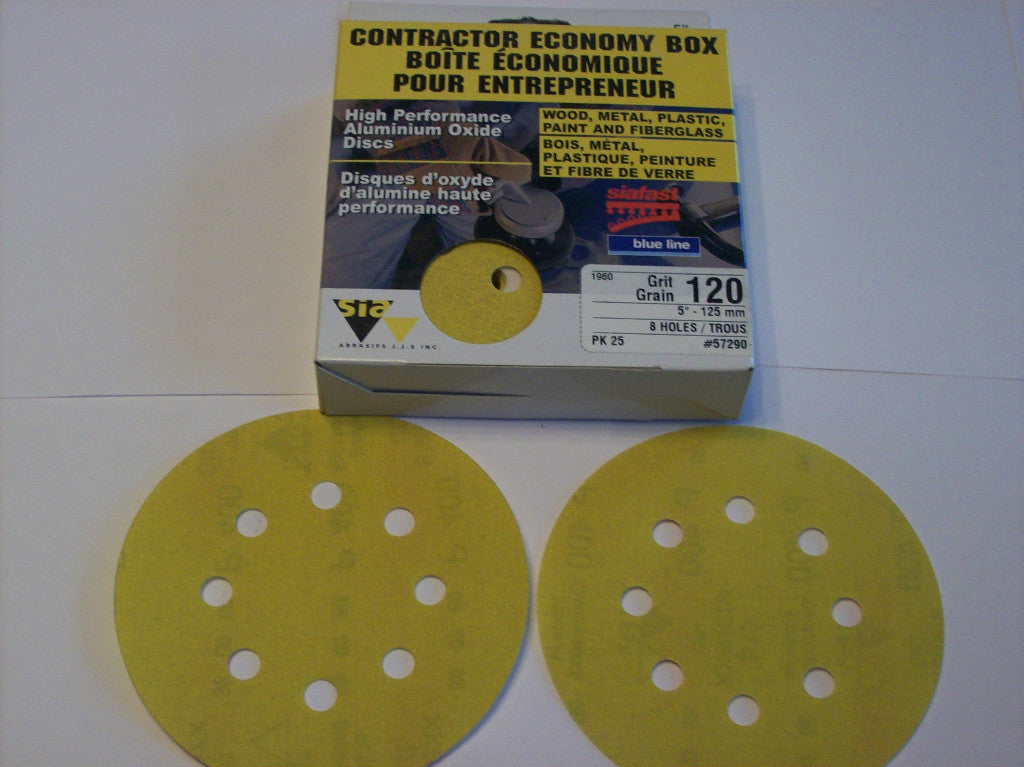 25 SIAFAST 5" HOOK & LOOP SANDING DISCS 8 HOLE 120 GRITOpens in a new window or 
