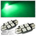 X2 11x36mm 4 Smd 5050/5055 Bright Green Led Interior Dome/trunk