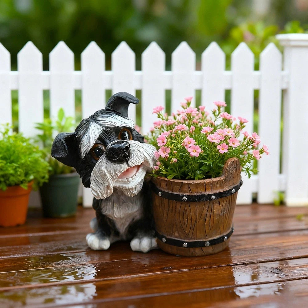 Yorkie Dog Resin Flowerpot Functional And Decorative For Home And