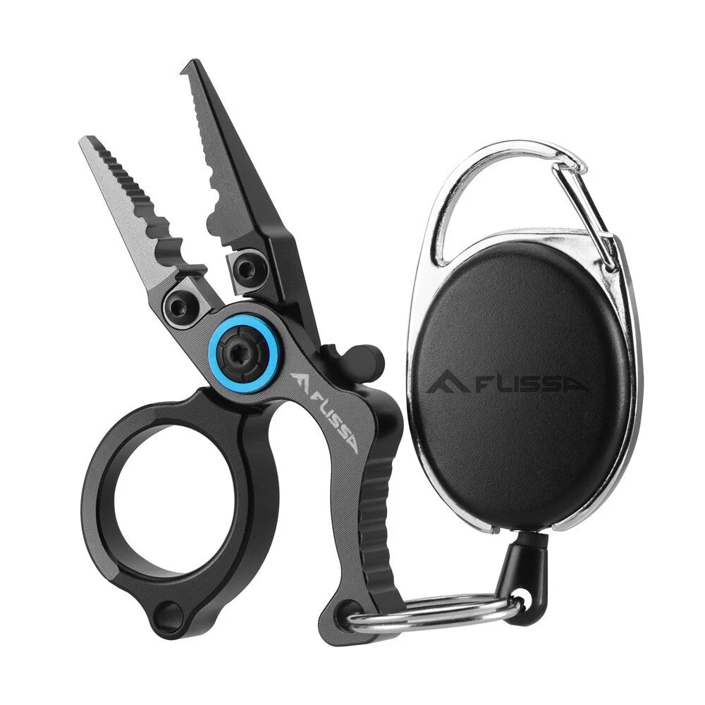 FLISSA Mini Fishing Pliers w/Fly Fishing Zinger Retractor Fish Hook Remover Tool