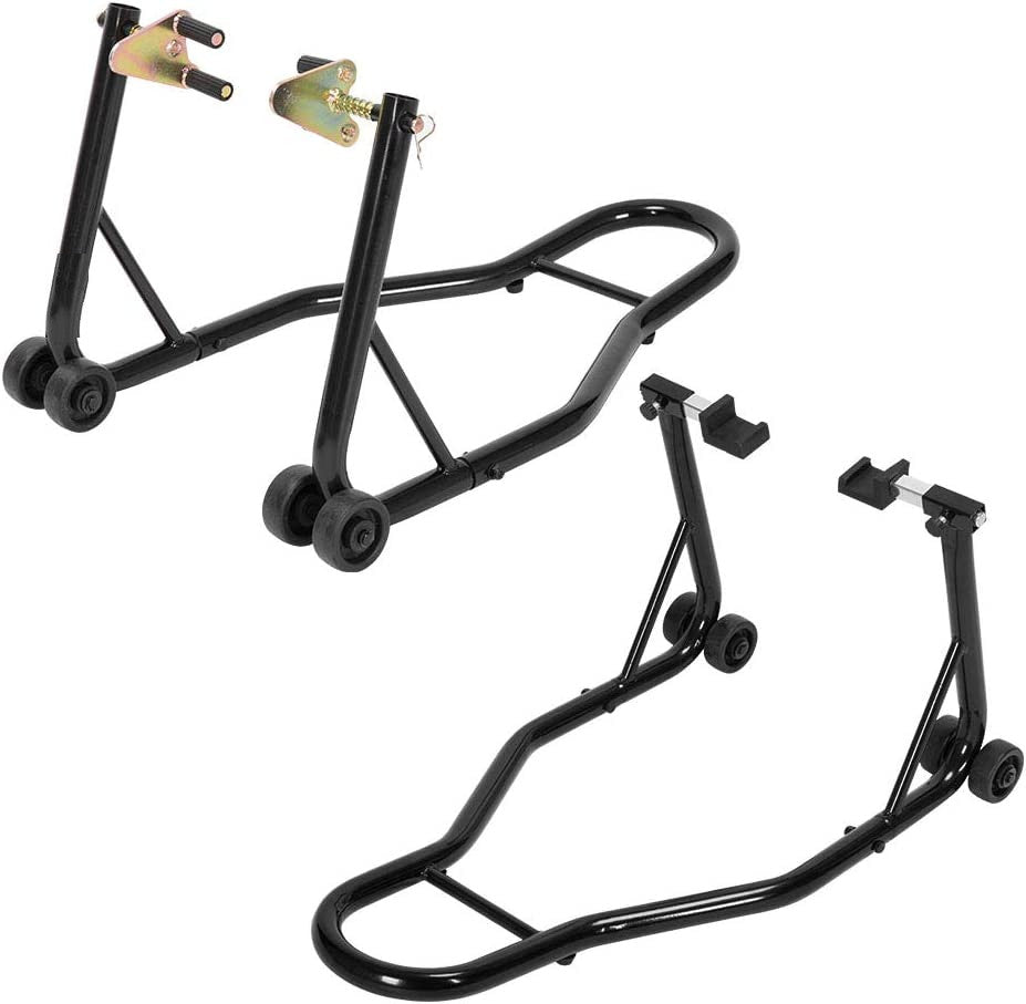 Motorcycle Black Front+Rear Stand Swingarm Spool Wheel Lift Sport Bike