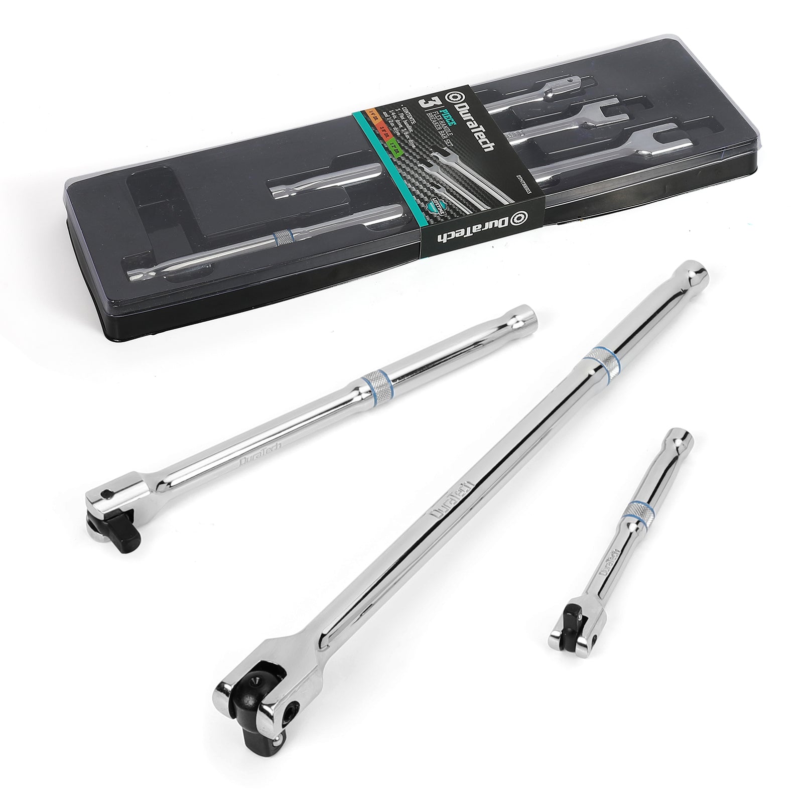 3pc Breaker Bar Set Premium Chrome Alloy 6"–15" Length