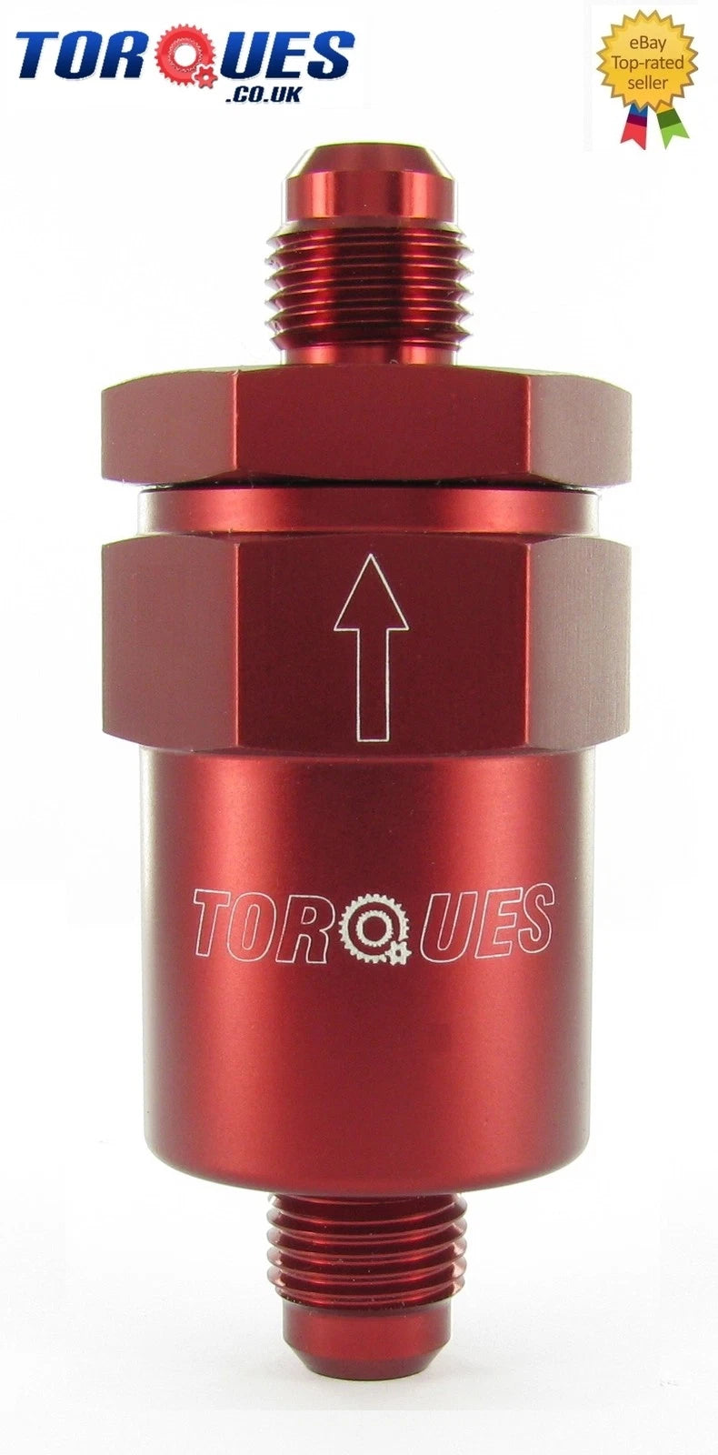 AN -6 (6AN AN6 -06 JIC) Red Anodised Billet Aluminium Fuel Filter 100 Micron