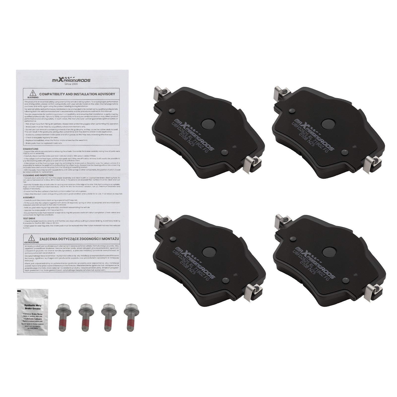 Front L&R Ceramic Brake Pads Kit for Mini Cooper Clubman 2016-2022