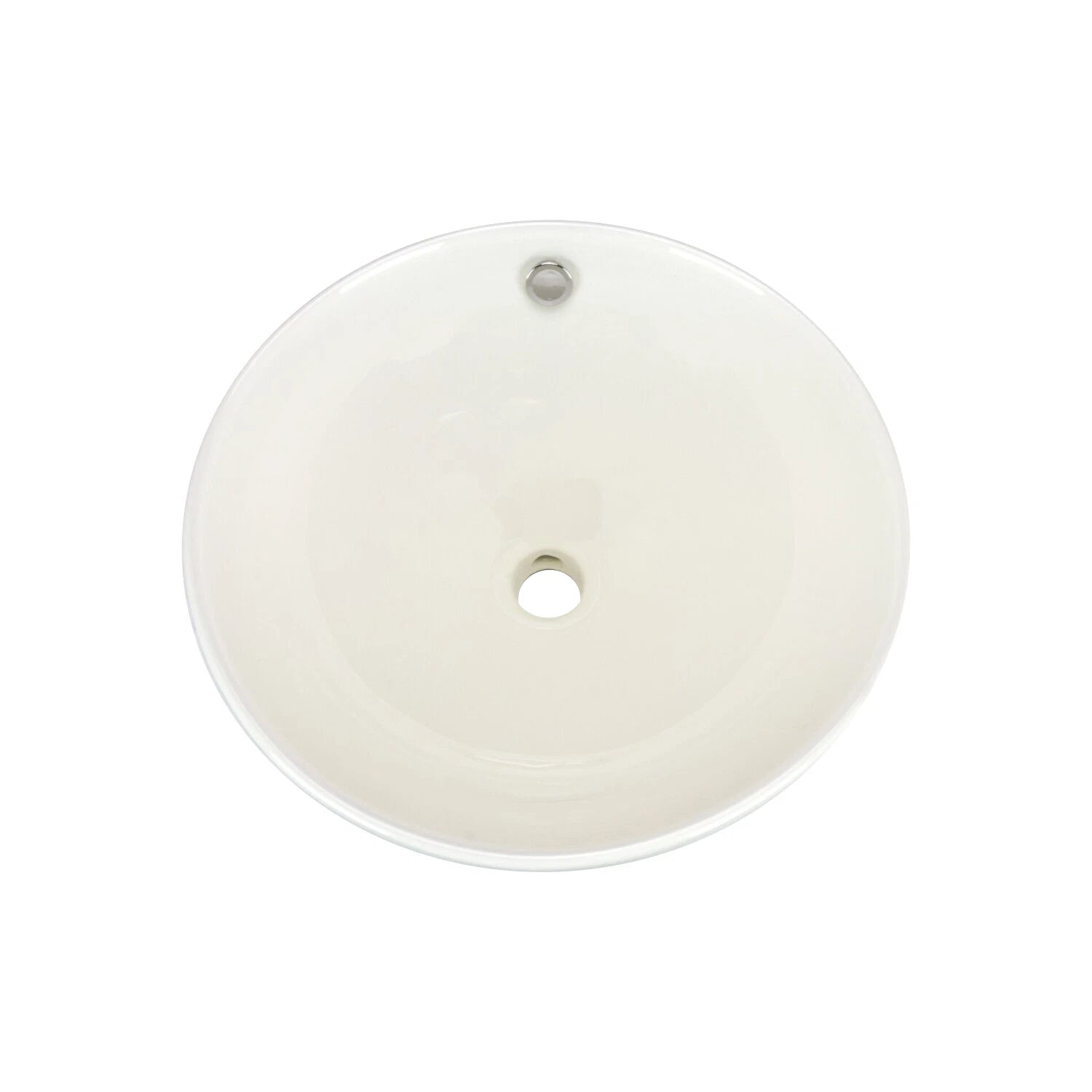 Rok Round Bowl Shaped Bathroom Vessel Sink, 16-1/2" Diameter, Ivory