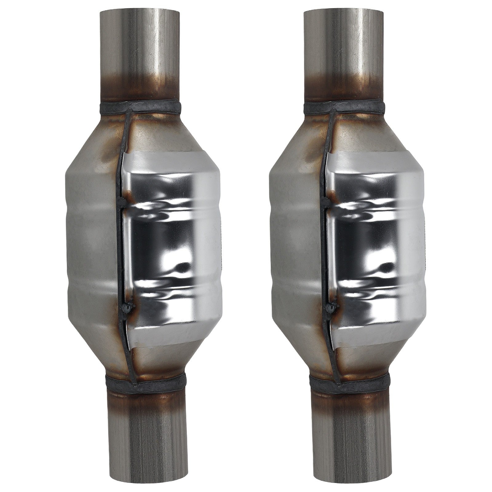 Pair 2.25" Inlet&Outlet Universal Stainless Steel Catalytic Converter