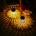 Black Iron Solar Mandala Light For Patio For Garden Wall Fence