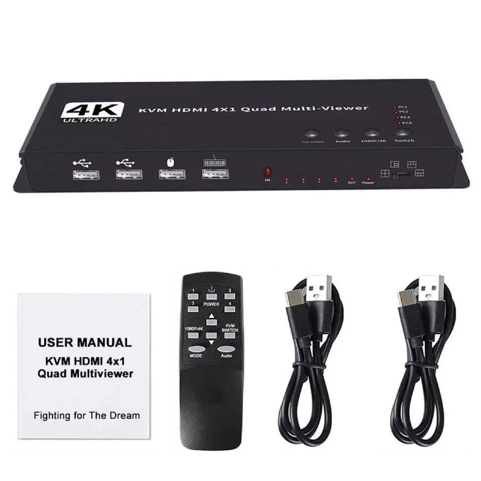 4 In 1 Out Kvm Hdmi Quad Multi-viewer Screen Switch Vedio Wall