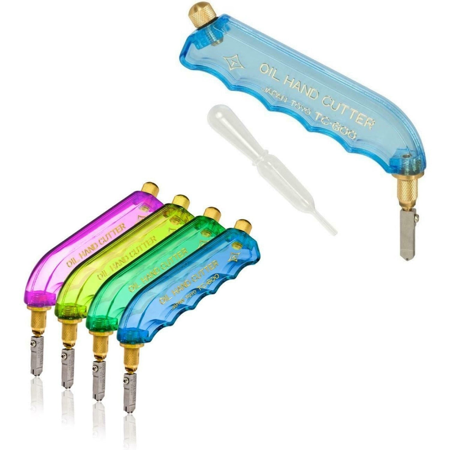 Toyo Glass Cutter Narrow Pattern Head Pistol Grip TC-600 Rainbow Self