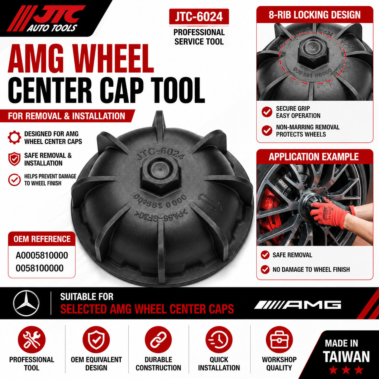 JTC-6024 19" AMG Wheel Center Cap Removal Installation Tool