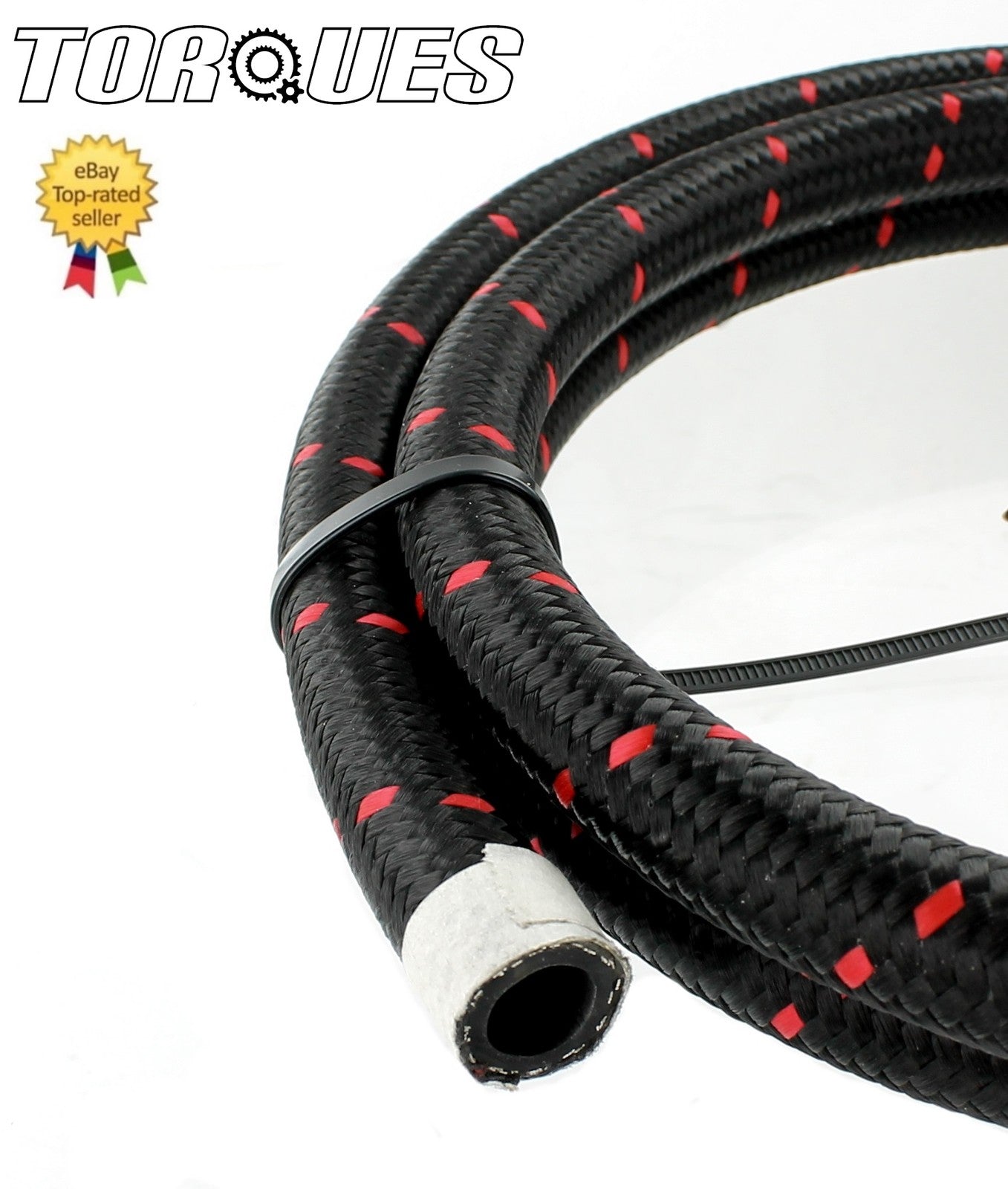 An -6 (6an 8mm) 5/16" Black Nylon Braided Red Streaked Hose 1 Meter