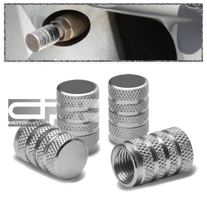 Aluminum Tire/rim Valve Air Port Dust Cover Stem Cap/caps+grip Silver