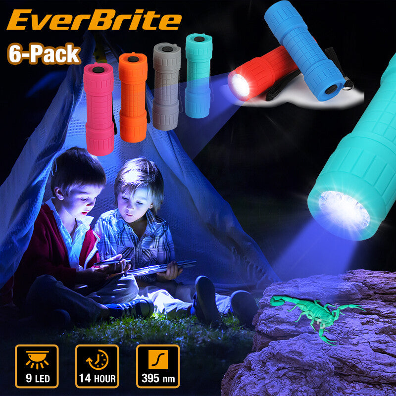EverBrite Black Light 6-Packs Flashlight UV Mini Flashlight 9-Led