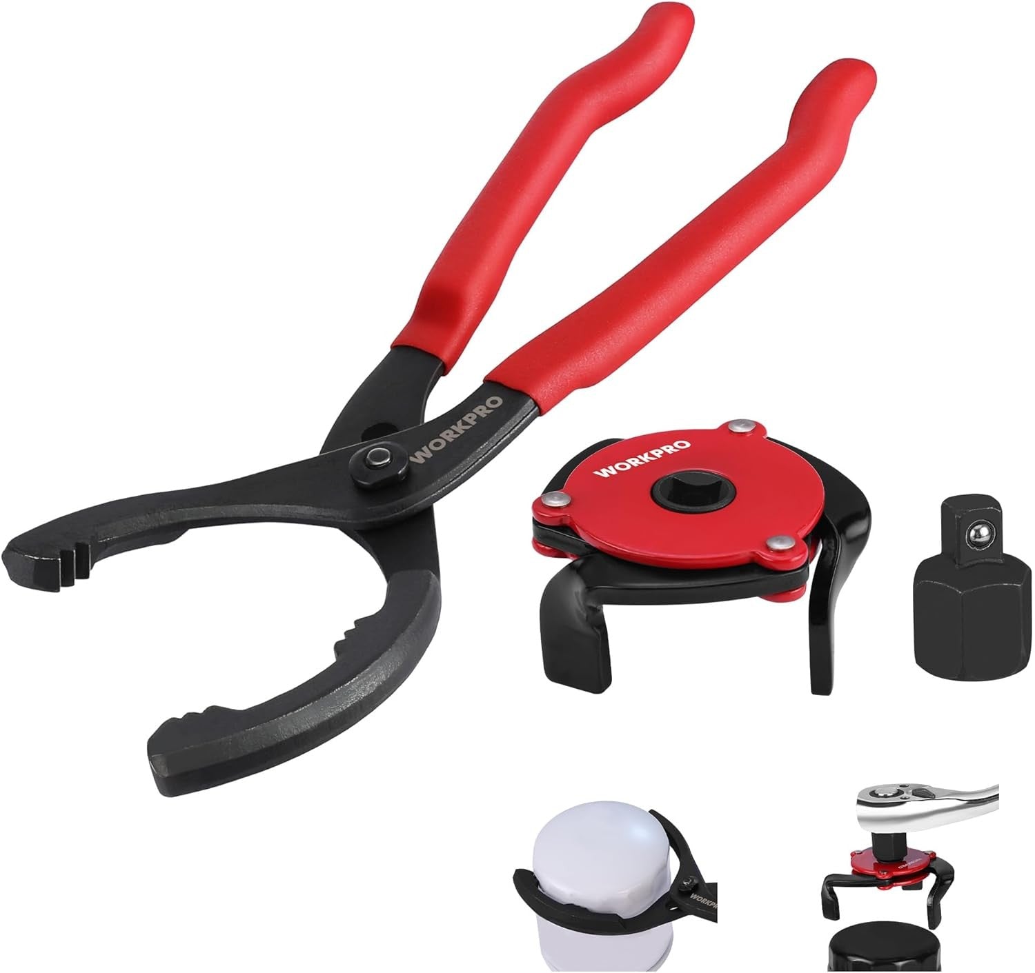 WORKPRO 2PCS Oil Filter Wrench Adjustable Plier Set