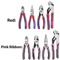 WORKPRO 4-Pieces Pink Ribbon/Red Pliers Set Premium CR-V Construction Plier Tool