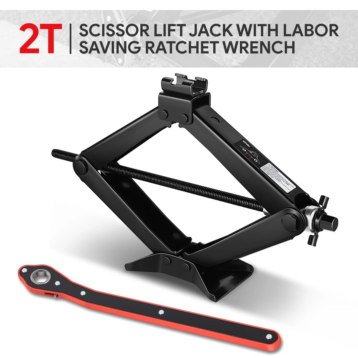 2.0 Ton Scissor Lift Jack With Ratchet Wrench | Built Supply Co