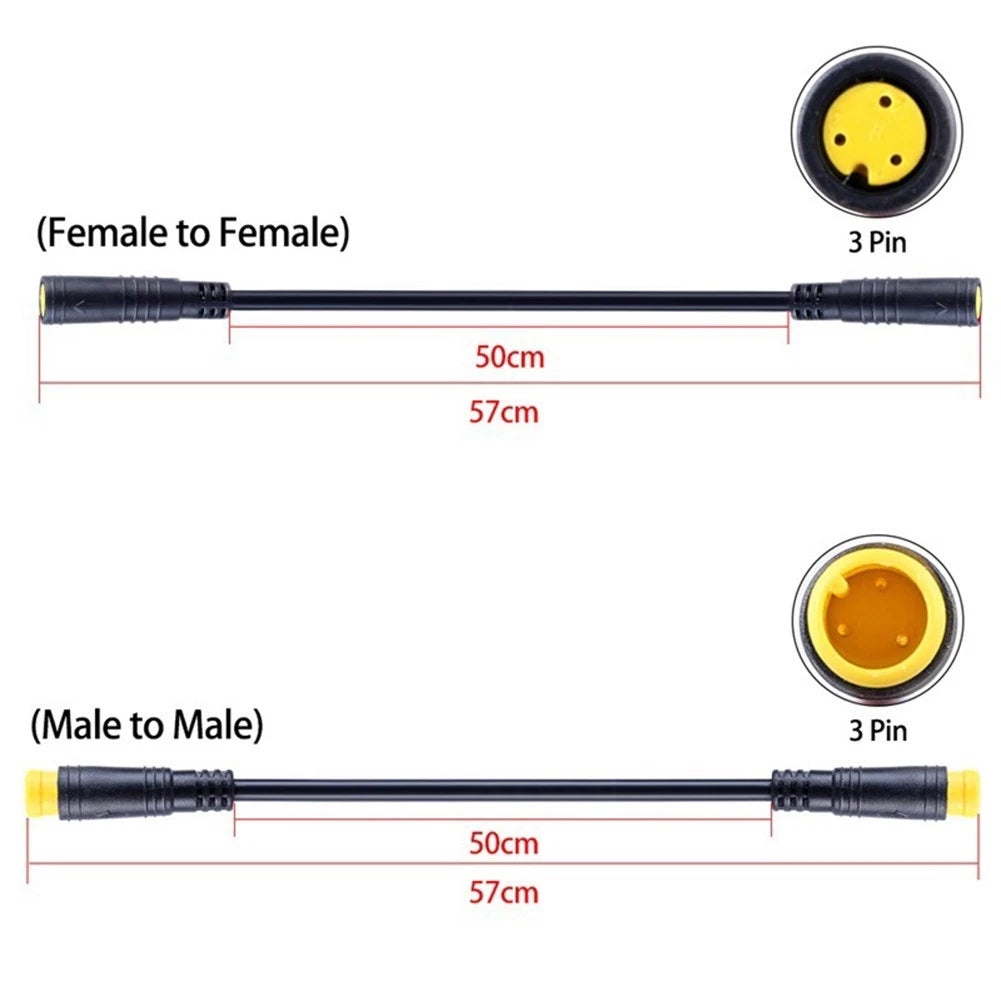 Extension Cable Ebike 3 Pin Accessories Connect Electric Bicycle Gear
