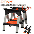 PONY 2-Pack Clamping Sawhorse Bar Clamp Set 30-3/4" Folding Saw Horses