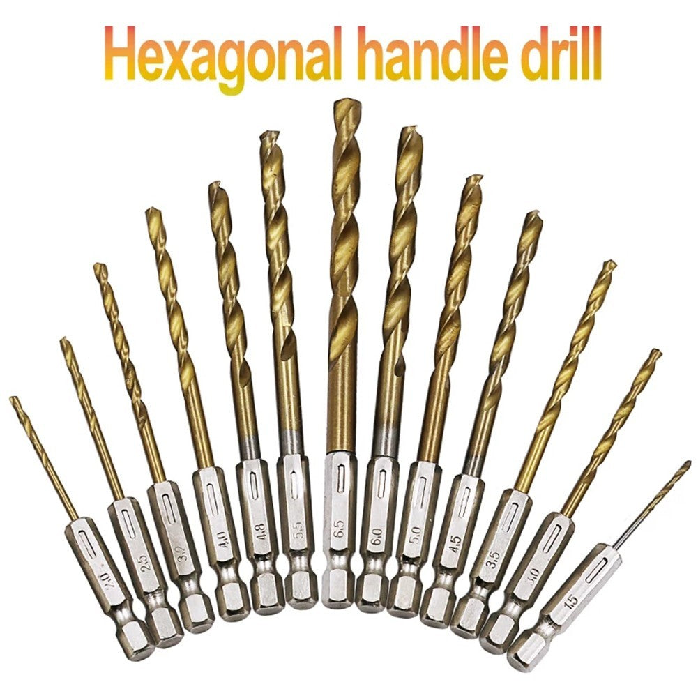 Hex Shank Drill Bit Set - 13 Different Sizes