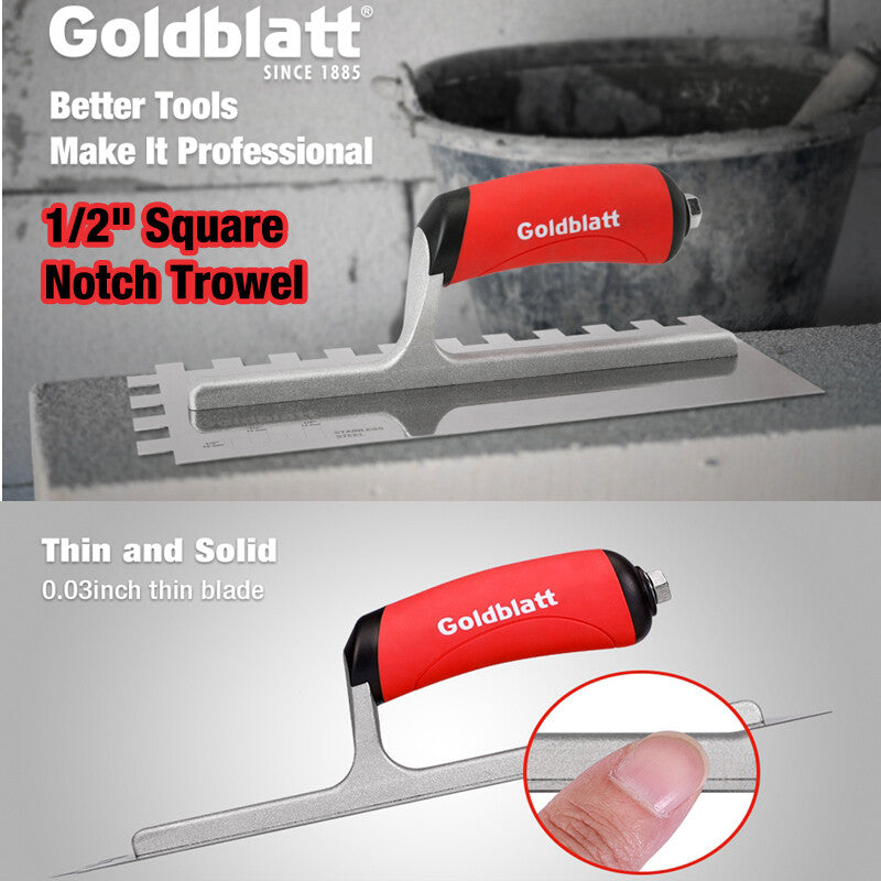 Goldblatt 1/2" Square Notch Trowel Stainless Steel Masonry Tile