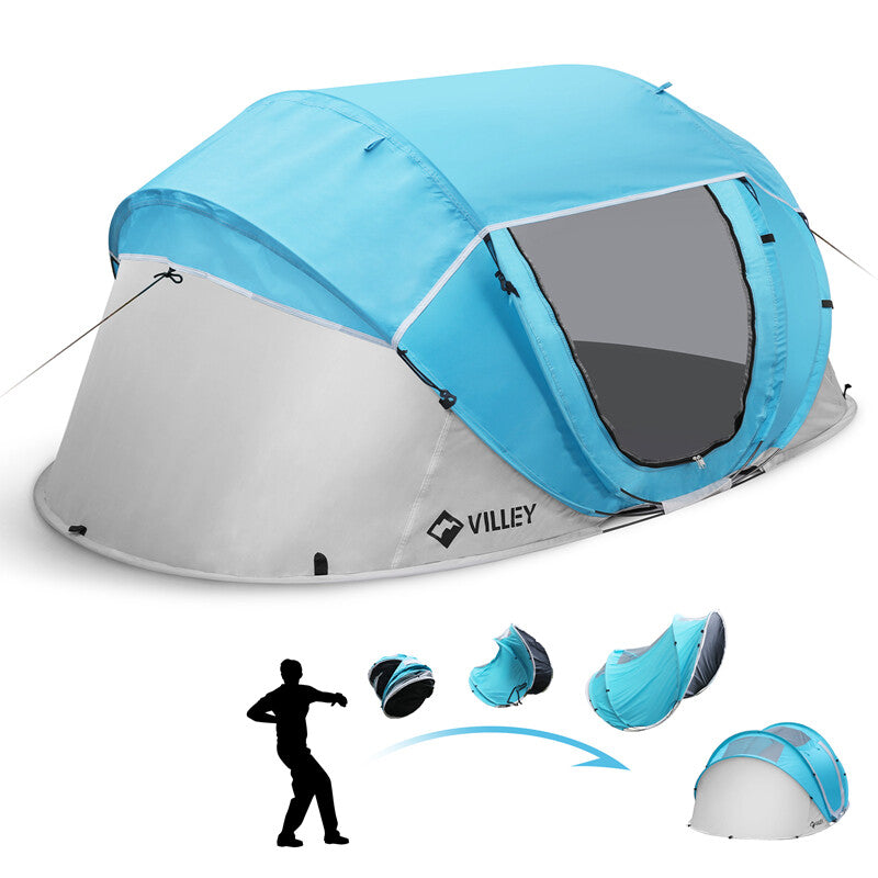 VILLEY 4 Persons Pop Up Tent Automatic Setup Camping Beach Tent Waterproof Tent