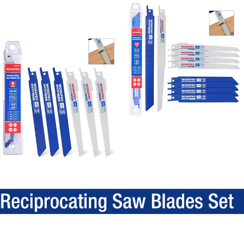 Workpro Reciprocating Saw Blade Set 10-piece /6-piece Organizer Case